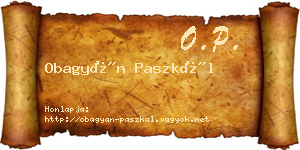 Obagyán Paszkál névjegykártya